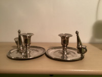 Two silver candle holders , vintage