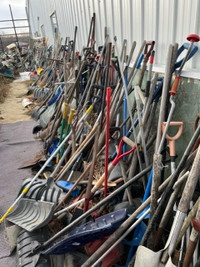 HUGE shovel collection. $3-$20 each.  rakes and other tools too