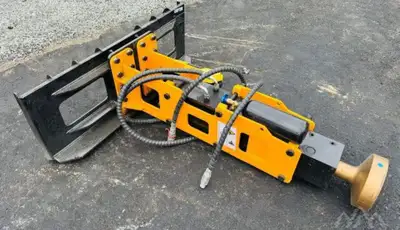 680 Skid Steer or Excavator Hydraulic Attachment Post and Pile Pounder Driver and Rock or Concrete B...