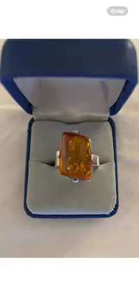 Ladies genuine baltic amber silver ring