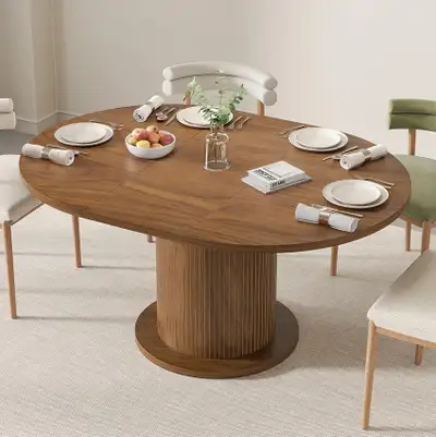 Extendable Round Walnut Dining Table, View more