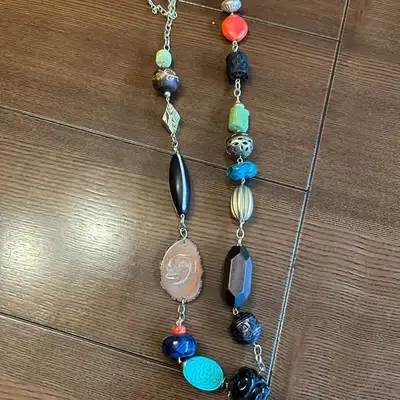 Beaded and gold necklace, View more