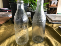 2 vintage coca-cola coke straight sided bottles