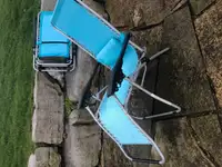 6 blue zero gravity chairs