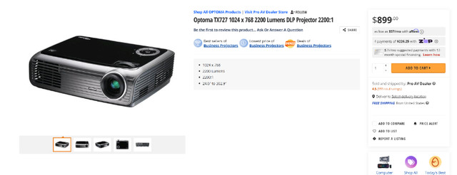 Optoma TX727 DLP Projector in General Electronics in Mississauga / Peel Region - Image 2