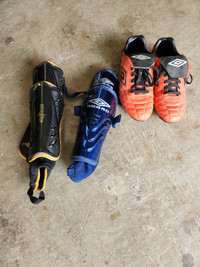 Youth soccer shoes and pads
