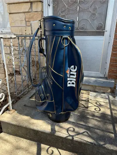vintage labatt blue leather golf bag rare, View more