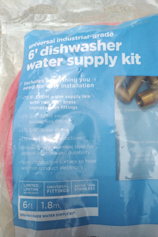Whirlpool 6-foot Dishwasher Water Supply Kit – Brand New in Dishwashers in Markham / York Region - Image 2