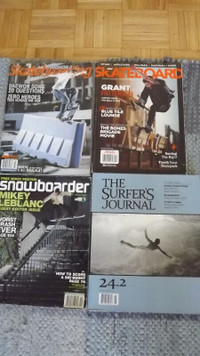 2 SKATEBOARDING MAGS+1 SNOWBOARDING MAG+1 SURFING MAG JOURNAL