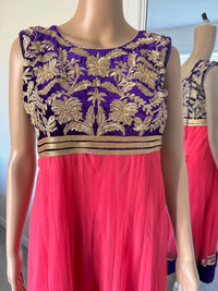 Coral royal purple Anarkali Indian dress medium