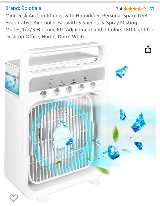 Desktop cooling fan with mist function - new in Heaters, Humidifiers & Dehumidifiers in Ottawa - Image 2