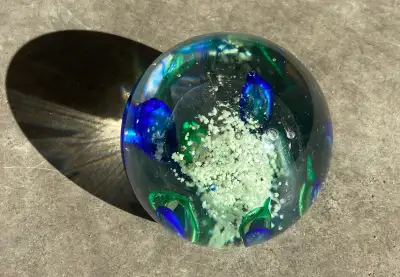 Blown glass paperweight, View more