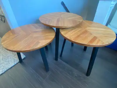 Structube Wooden w/metal legs nesting tables, View more