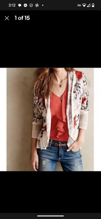 Anthropologie | Knitted & Knotted Floral Open FrontCardigan 