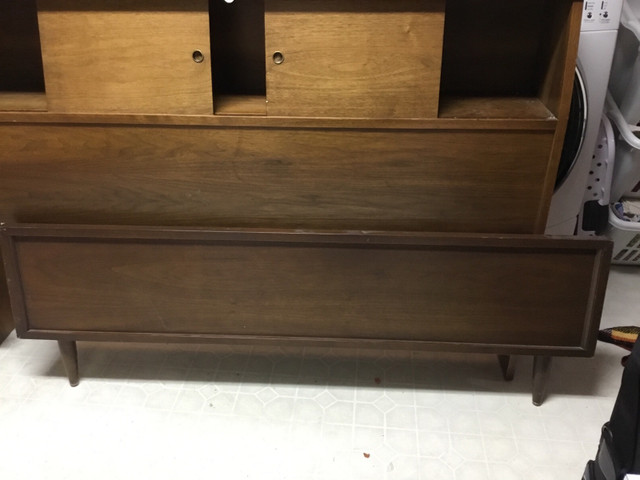 Wood bed headboard and footboard with rail. in Beds & Mattresses in Calgary - Image 4