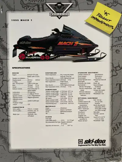 1995 Ski-Doo Mach 1 Original Dealer Brochure Free Shipping , View more