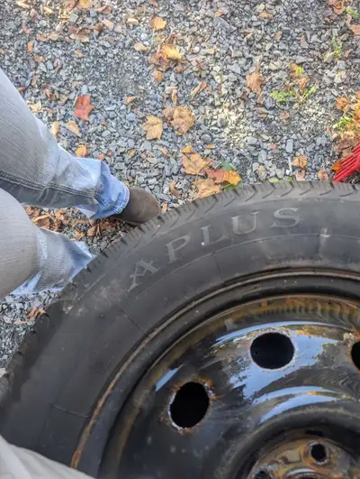 All season tires , no rims One is a little weather cracked but otherwise would be good for a season...