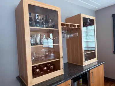 Custom Hickory Wood Hutch and Cabinet with granite countertop, View more