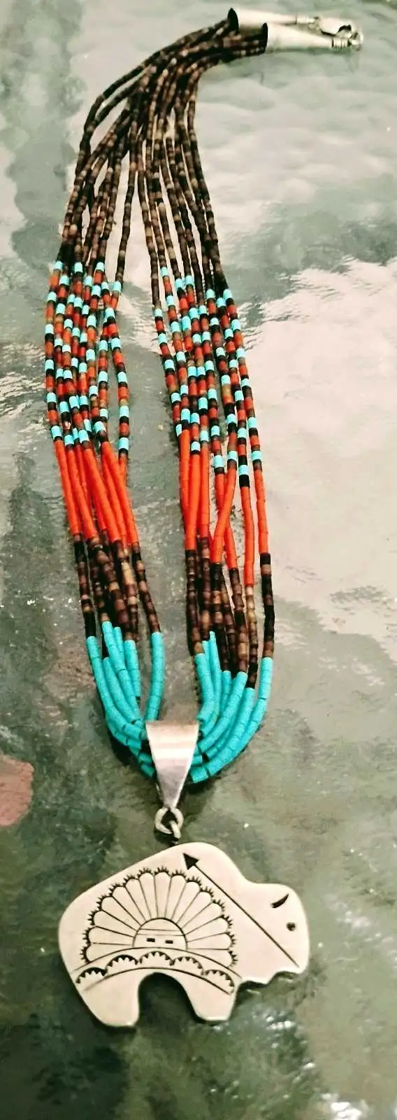 Silver Navajo Hand Beaded Necklace & Pendant in Jewellery & Watches in Downtown-West End - Image 2