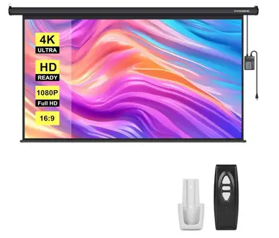 Brand new, sealed Vivohome motorized 100” inch projector screen for sale. 16:9 projection screen, mo...