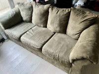 Green suede 3 seater couch