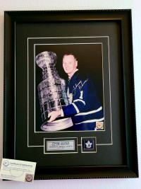 Johnny Bower Autographed Maple Leafs, Rangers 8x10 Framed