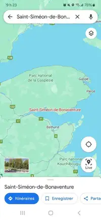 Terrain à vendre à St-Siméon de Bonaventure (Baie des Chaleurs)
