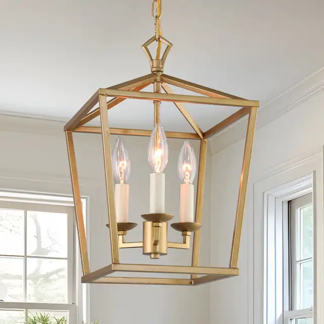 3 - Light Aged Gold(Similar Like Aged Gold Foil) Lantern Pendant in Indoor Lighting & Fans in Cambridge - Image 2