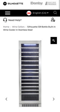 Silhouette 129 Bottle Wine Cooler/fridge in Stainless Steel