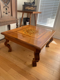 Vintage Inlaid Wood Coffee Table