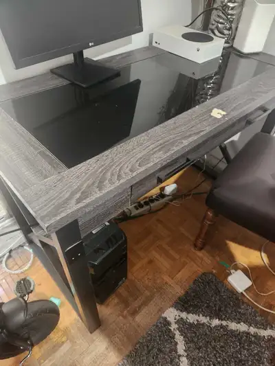 Computer Desk with Glass Top, View more