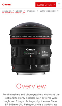 Canon  EF 8-15mm f/4L Fisheye USM