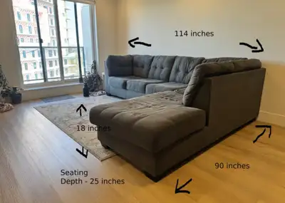 L shaped gray sectional, View more