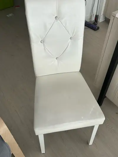 White Dining Chair with Crystal Accents, View more