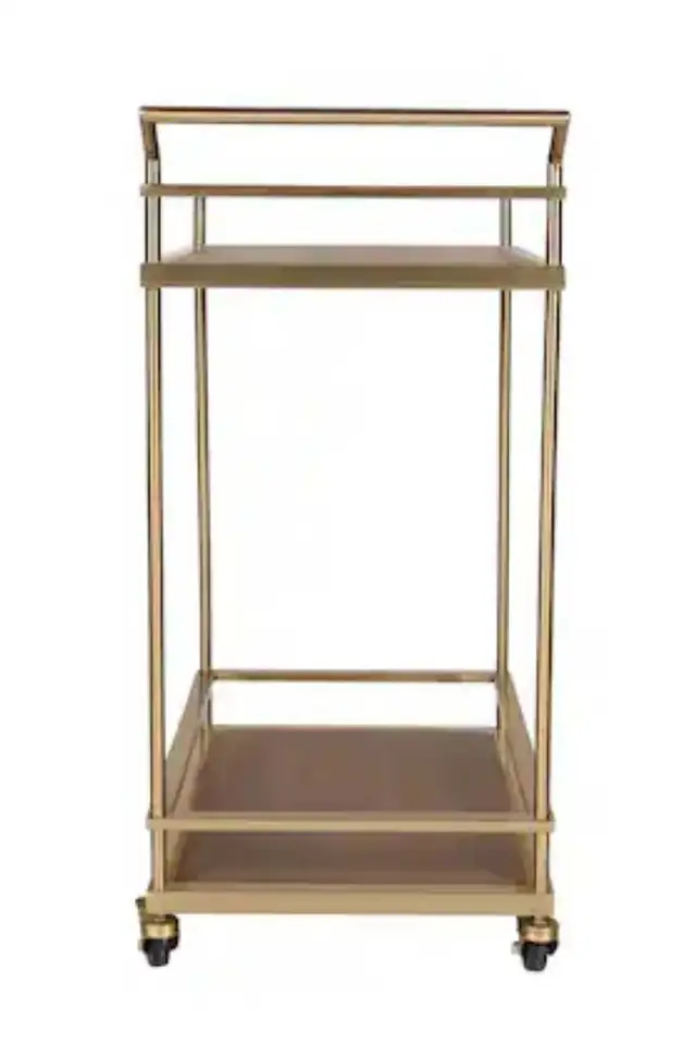 Rolling Bar Cart: Antique Gold Metal Frame w/Wood accent Shelves in Other in City of Toronto - Image 7