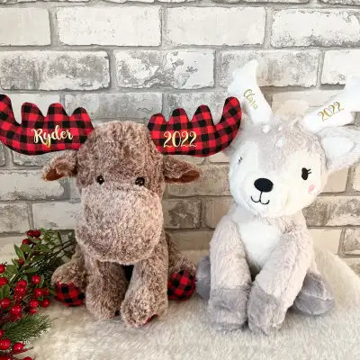Christmas Plush Moose & Deer, View more