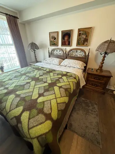 Five piece bedroom set with two lamps, View more