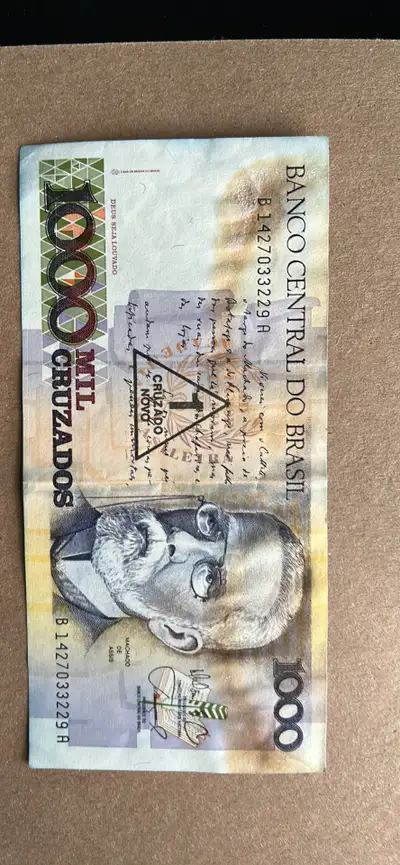 Banco Central Do Brazil 1000 Mil Cruzados Bank note Bill x 1, View more