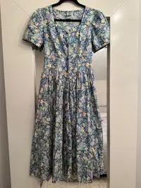 Vintage Laura Ashley blue and yellow floral dress