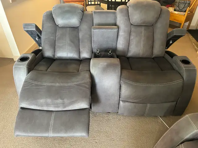 Three Piece Faux Suede Power Reclining Sofa Set in Couches & Futons in Red Deer - Image 5