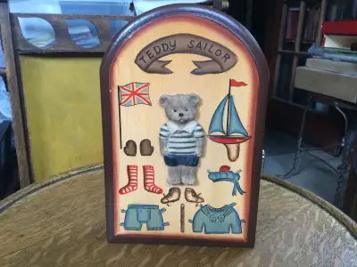 Vintage Wooden Key Cabinet “Teddy Sailor”, 1990s, View more