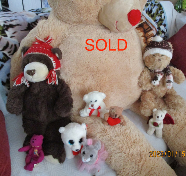 A Number of Various Sized Stuffed Animals in Toys & Games in Kingston