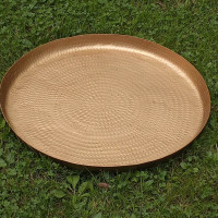 2' Round Hand-Crafted Hammered Brass Decorative Serving Tray