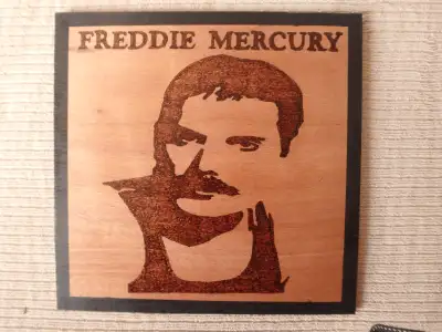 FREDDIE MERCURY 9.5 X 9.5 Wood Burning Plaque Portrait, View more