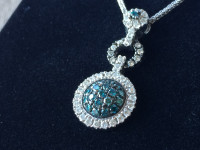 White gold diamond necklace 14K..Chain 16 inches .