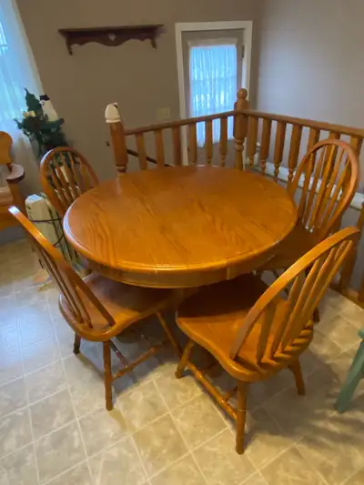 Kitchen table x4 chairs 150 Bench w storage $65 Oval table $60 Tv stand $50 Wardrobe $40