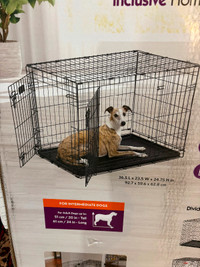 Dog Crate, two door folding, 36.5 L x 23.5 W x 24.5 H, black.