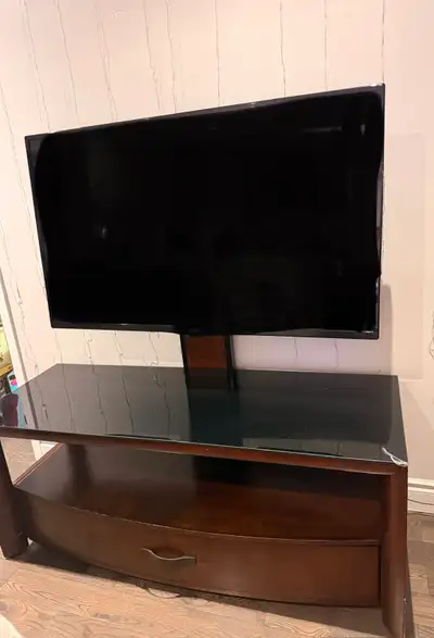 Glass Top TV Table with inbuilt TV Mount & a drawer , View more