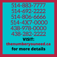 Exclusive premium vanity vip Montreal 514 phone numbers for sale