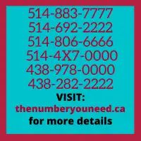 Exclusive premium vanity vip Montreal 514 phone numbers for sale
